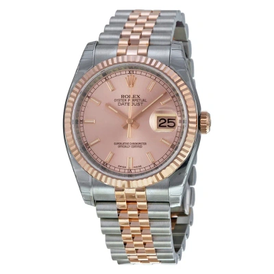 Rolex Oyster Perpetual Datejust 36 Pink Champagne Dial Stainless Steel And 18k Everose Gold Jubilee  In Metallic