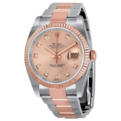 Rolex Oyster Perpetual Datejust 36 Pink Dial Stainless Steel And 18k Everose Gold Bracelet Automatic In Metallic