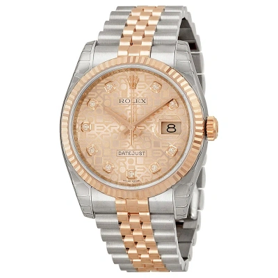 Rolex Oyster Perpetual Datejust 36 Pink Dial Stainless Steel And 18k Everose Gold Jubilee Bracelet A In Metallic