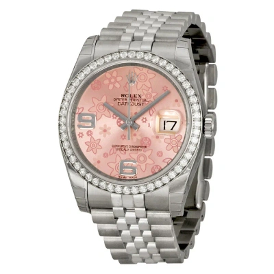 Rolex Oyster Perpetual Datejust 36 Pink Floral Dial Stainless Steel Jubilee Bracelet Automatic Ladie In Metallic