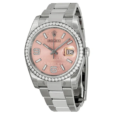 Rolex Oyster Perpetual Datejust 36 Pink Wave Dial Stainless Steel Bracelet Automatic Ladies Watch 11 In Metallic