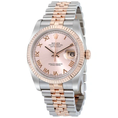 Rolex Oyster Perpetual Datejust 36 Rose Dial Stainless Steel And 18k Everose Gold Jubilee Bracelet A In Metallic