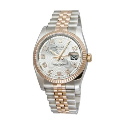 Rolex Oyster Perpetual Datejust 36 Silver Concentric Dial Stainless Steel And 18k Everose Gold Jubil In Metallic