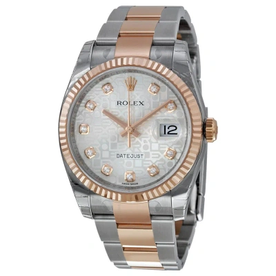 Rolex Oyster Perpetual Datejust 36 Silver Dial Stainless Steel And 18k Everose Gold Bracelet Automat In Gold / Gold Tone / Rose / Rose Gold / Rose Gold Tone / Silver