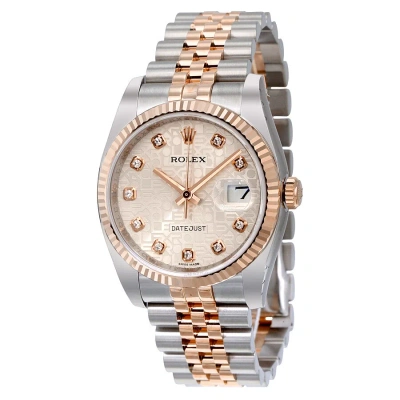 Rolex Oyster Perpetual Datejust 36 Silver Dial Stainless Steel And 18k Everose Gold Jubilee Bracelet In Metallic