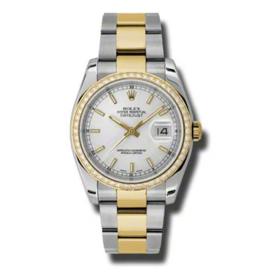 Rolex Oyster Perpetual Datejust 36 Silver Dial Stainless Steel And 18k Yellow Gold Bracelet Automati In Metallic