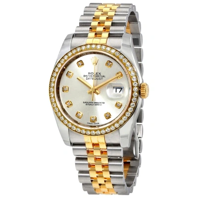 Rolex Oyster Perpetual Datejust 36 Silver Dial Stainless Steel And 18k Yellow Gold Jubilee Bracelet  In Metallic