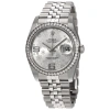 ROLEX ROLEX OYSTER PERPETUAL DATEJUST 36 SILVER FLORAL DIAL STAINLESS STEEL JUBILEE BRACELET AUTOMATIC LAD