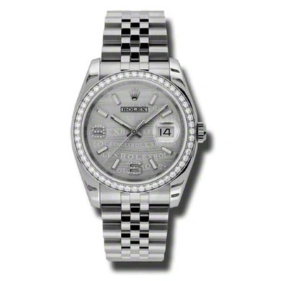 Rolex Oyster Perpetual Datejust 36 Silver Wave Dial Stainless Steel Jubilee Bracelet Automatic Ladie In Metallic