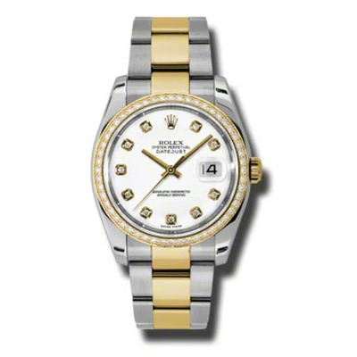 Rolex Oyster Perpetual Datejust 36 White Dial Stainless Steel And 18k Yellow Gold Bracelet Automatic In Metallic