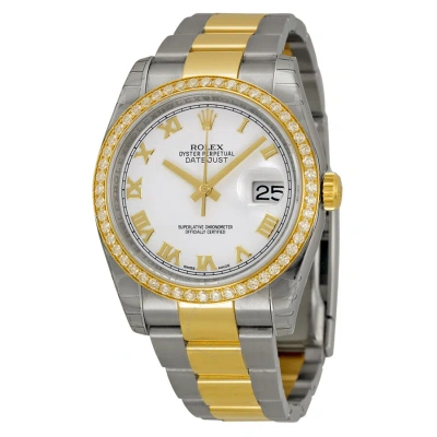 Rolex Oyster Perpetual Datejust 36 White Dial Stainless Steel And 18k Yellow Gold Bracelet Automatic In Neutral