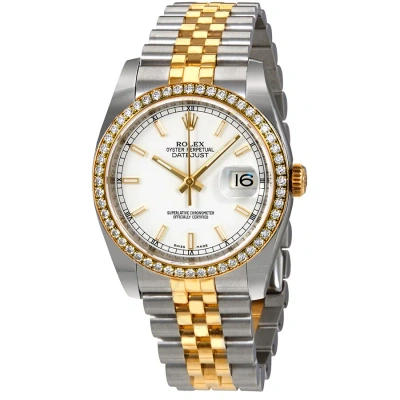 Rolex Oyster Perpetual Datejust 36 White Dial Stainless Steel And 18k Yellow Gold Jubilee Bracelet A In Metallic