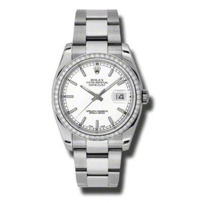 Rolex Oyster Perpetual Datejust 36 White Dial Stainless Steel Bracelet Automatic Ladies Watch 116244 In Metallic