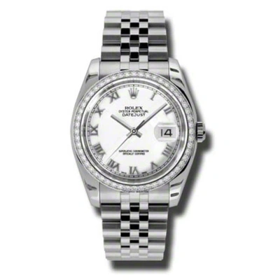 Rolex Oyster Perpetual Datejust 36 White Dial Stainless Steel Jubilee Bracelet Automatic Men's Watch In Metallic
