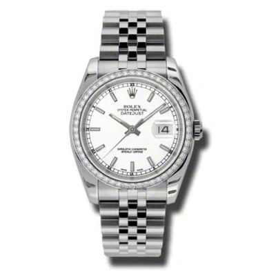 Rolex Oyster Perpetual Datejust 36 White Dial Stainless Steel Jubilee Bracelet Automatic Men's Watch In Metallic