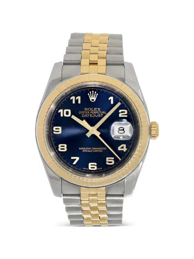 Pre-owned Rolex Oyster Perpetual Datejust 36mm Watch In Blue