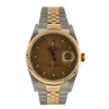 Rolex Oyster Perpetual Datejust Automatic Watch Stainless Steel And Yellow Gold With Diamond Markers 36 In Gold