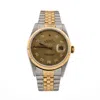 Rolex Oyster Perpetual Datejust Automatic Watch Stainless Steel And Yellow Gold With Diamond Markers 36 In Gold