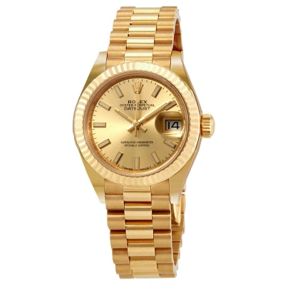 Rolex Oyster Perpetual Datejust Champagne Dial 18 Carat Yellow Gold President Automatic Men's Watch In Metallic