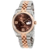 ROLEX ROLEX OYSTER PERPETUAL DATEJUST CHOCOLATE FLORAL MOTIF DIAL AUTOMATIC LADIES STAINLESS STEEL AND 18K