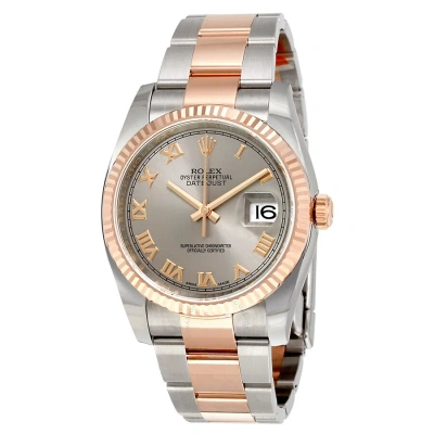 Rolex Oyster Perpetual Datejust Rhodium Dial Automatic Ladies Stainless Steel And 18 Carat Everose G In Metallic