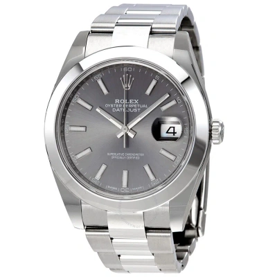 Rolex Oyster Perpetual Datejust Rhodium Dial Automatic Men's Watch 126300rso In Metallic