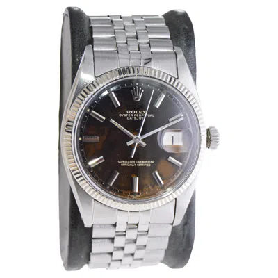 Pre-owned Rolex Oyster Perpetual Datejust With Rare Original Patinated Black Dial 1958