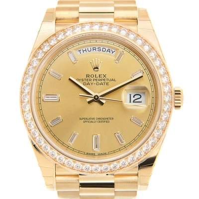 Rolex Oyster Perpetual Day-date Champagne Diamond Dial 18k Yellow Gold Men's Watch 228348cdp In Burgundy