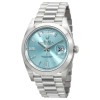 ROLEX ROLEX OYSTER PERPETUAL DAY-DATE ICE BLUE BAGUETTE DIAL PLATINUM PRESIDENT AUTOMATIC MEN'S WATCH 2282
