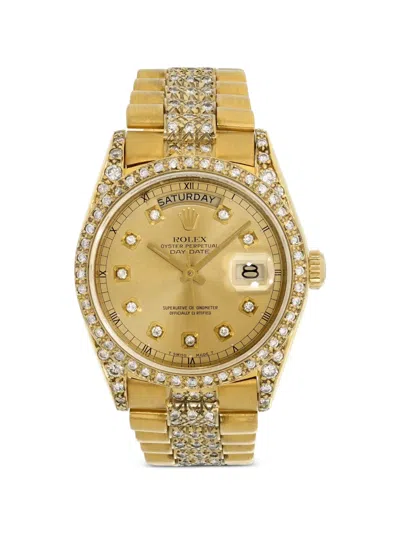 Pre-owned Rolex Oyster Perpetual Day-date 36mm Watch In Gold