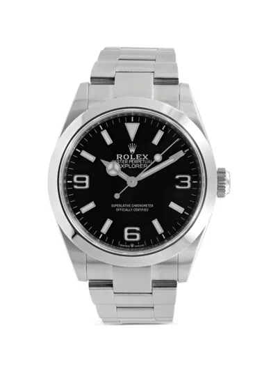 Pre-owned Rolex Oyster Perpetual Explorer 40mm Watch In Black