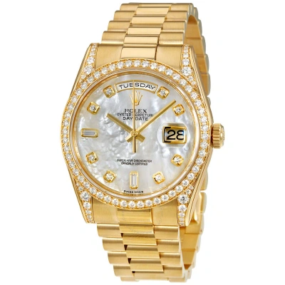 Rolex Oyster Perpetual Mother Of Pearl Diamond 18k Yellow Gold Ladies Watch 118388mdp