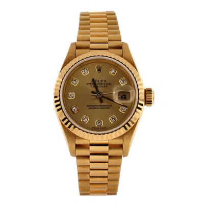 Rolex Oyster Perpetual President Datejust Automatic Watch Yellow Gold With Diamond Markers 26
