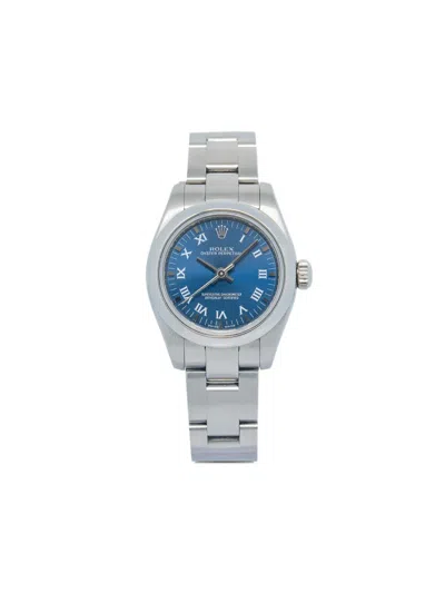 Pre-owned Rolex Oyster Perpetual Roman 26mm In Blue