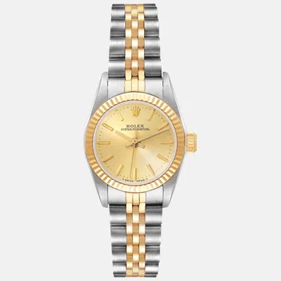 Pre-owned Rolex Oyster Perpetual Steel Yellow Gold Ladies Watch 24 Mm