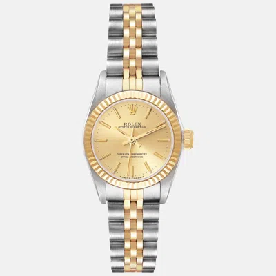 Pre-owned Rolex Oyster Perpetual Steel Yellow Gold Ladies Watch 24 Mm