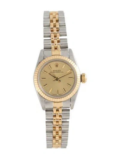 Pre-owned Rolex Oyster Perpetual Watch, 24mm In Multicolor