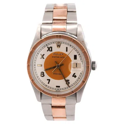 Pre-owned Rolex Oyster Precision 34mm Two-tone Rose Gold Steel Rare Dial 1978 Watch In Red