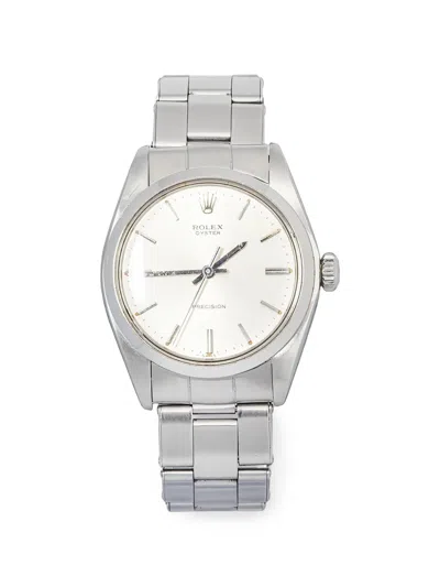 Pre-owned Rolex Oyster Precision 34mm Watch In White