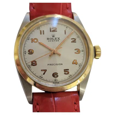 Pre-owned Rolex Oyster Precision 6426 14k Gold Ss 34mm Mens 1960s Manual Wind Ra745 In Multi