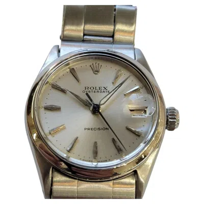 Pre-owned Rolex Oysterdate Precision Ref 6466 30mm 1960s Midsize Vintage Manual Wind Ra782 In Multi
