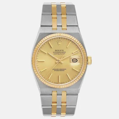 Pre-owned Rolex Oysterquartz Datejust Steel Yellow Gold Men's Watch 36 Mm