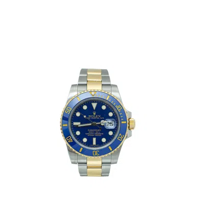 Rolex Oystersteel & Yellow Gold Submariner Date Watch In Blue