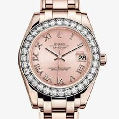 Rolex Pearlmaster 34 Automatic Diamond Pink Dial Ladies 18kt Everose Gold Watch 81285pkrpm In Gold / Pink / Rose / Rose Gold