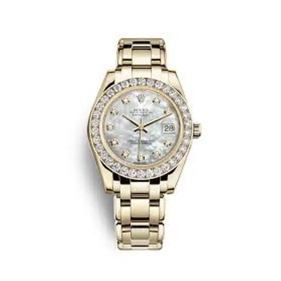 Rolex Pearlmaster 34 Automatic Mother Of Pearl Diamond Ladies 18kt Yellow Gold Watch 81298mdpm
