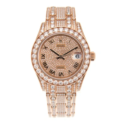 Rolex Pearlmaster 34 Rose Gold Diamond Paved Watch 81405 Rbr-0001