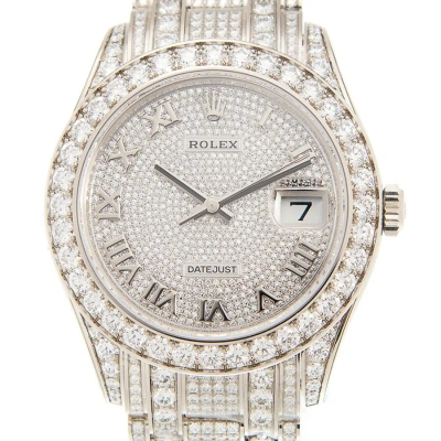Rolex Pearlmaster 39 Men's 18kt White Gold Pearlmaster Diamond Pave Watch 86409pavepm In Metallic