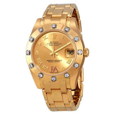 Rolex Pearlmaster Champage Dial Diamond Ladies Watch 81318crdp In Gold