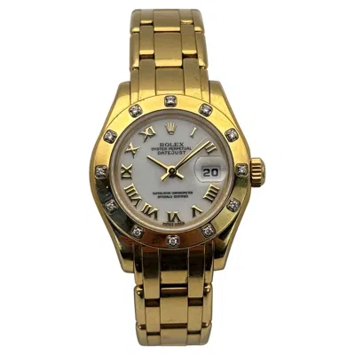 Pre-owned Rolex Pearlmaster Datejust Ref.80318 29mm Solid Yellow Gold Mother Of Pearl Dial