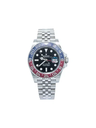 Pre-owned Rolex Pepsi Bezel 40mm Gmt Master Ii In Silver